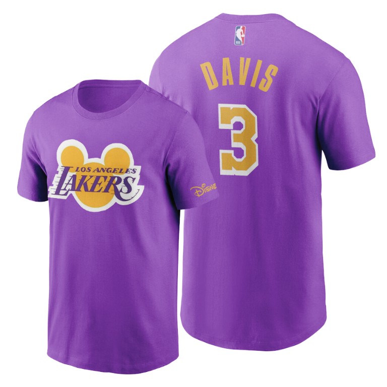 Men's Los Angeles Lakers Anthony Davis #3 NBA Mascot 2020 Restart Disney Purple Basketball T-Shirt QRR3483JV
